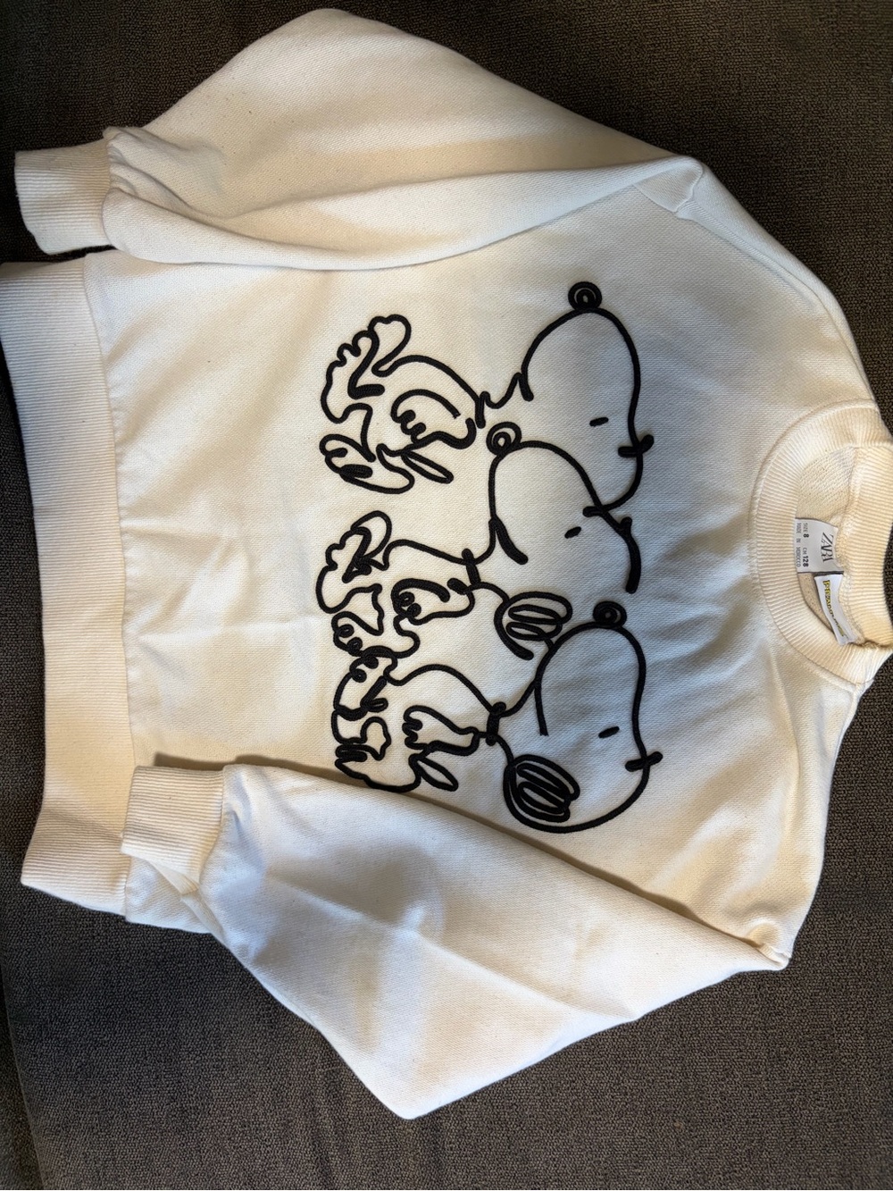 Zara Cream Sweatshirt with Black Graphic Trim